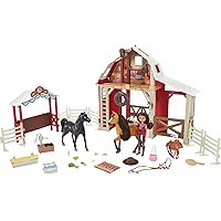 Mattel Spirit Untamed Barn Toy Playset with Lucky Doll, Spirit Color-Change Horse, Extra Horse Figure and Accessories