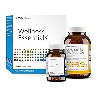 Metagenics Wellness Essentials - 30 Count, OmegaGenics EPA-DHA 1000-60 Softgels, and D3 5000-120 Softgels