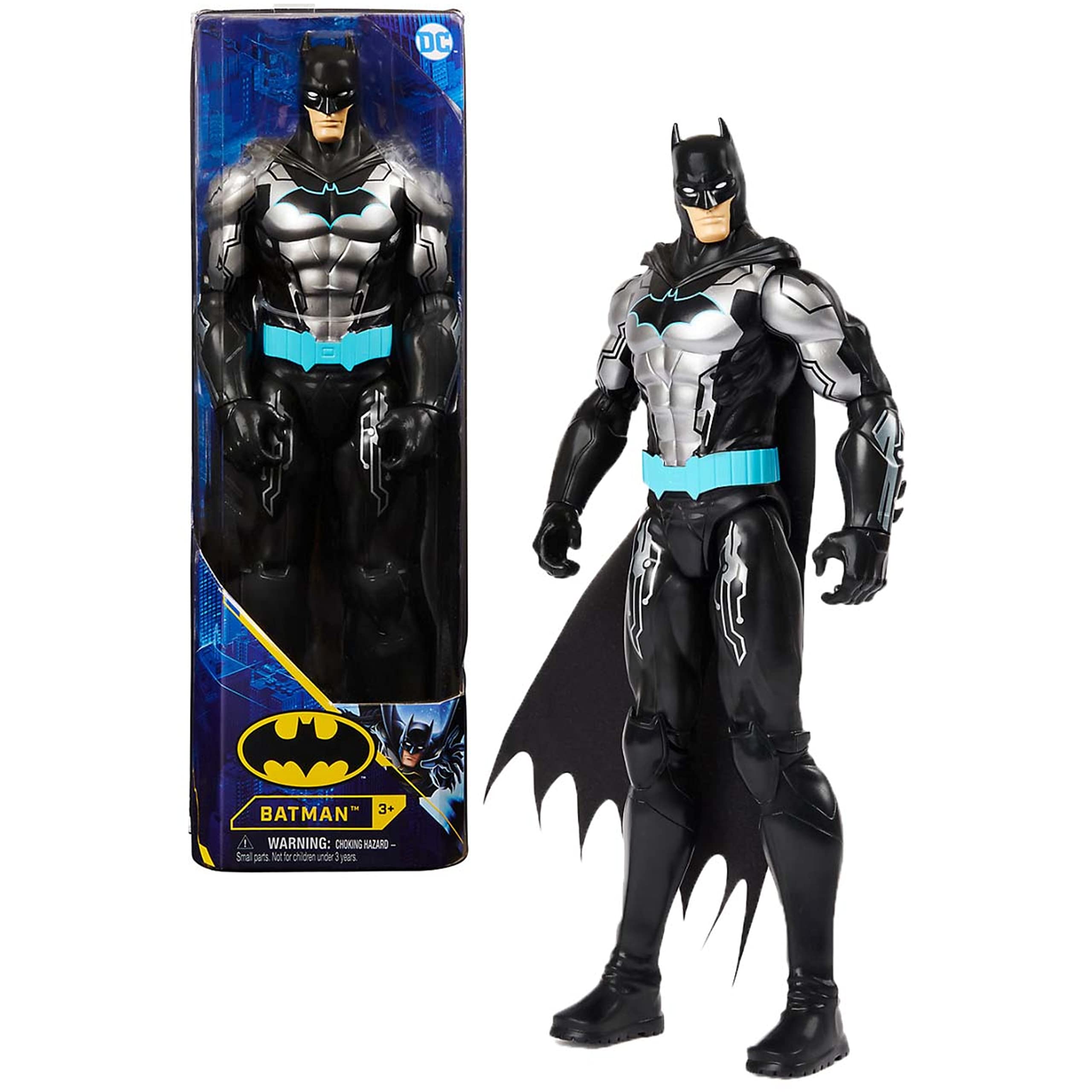 Batman 12-inch Bat-Tech Action Figure (Black/Blue Suit), Kids Toys for Boys Aged 3 and up