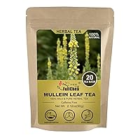 FullChea -Mullein Leaf Tea Bags, 20 Teabags, 3g/bag For Lungs - Non-GMO - Caffeine-free - Natural Healthy Herbal Tea For Detox & Respiratory Support