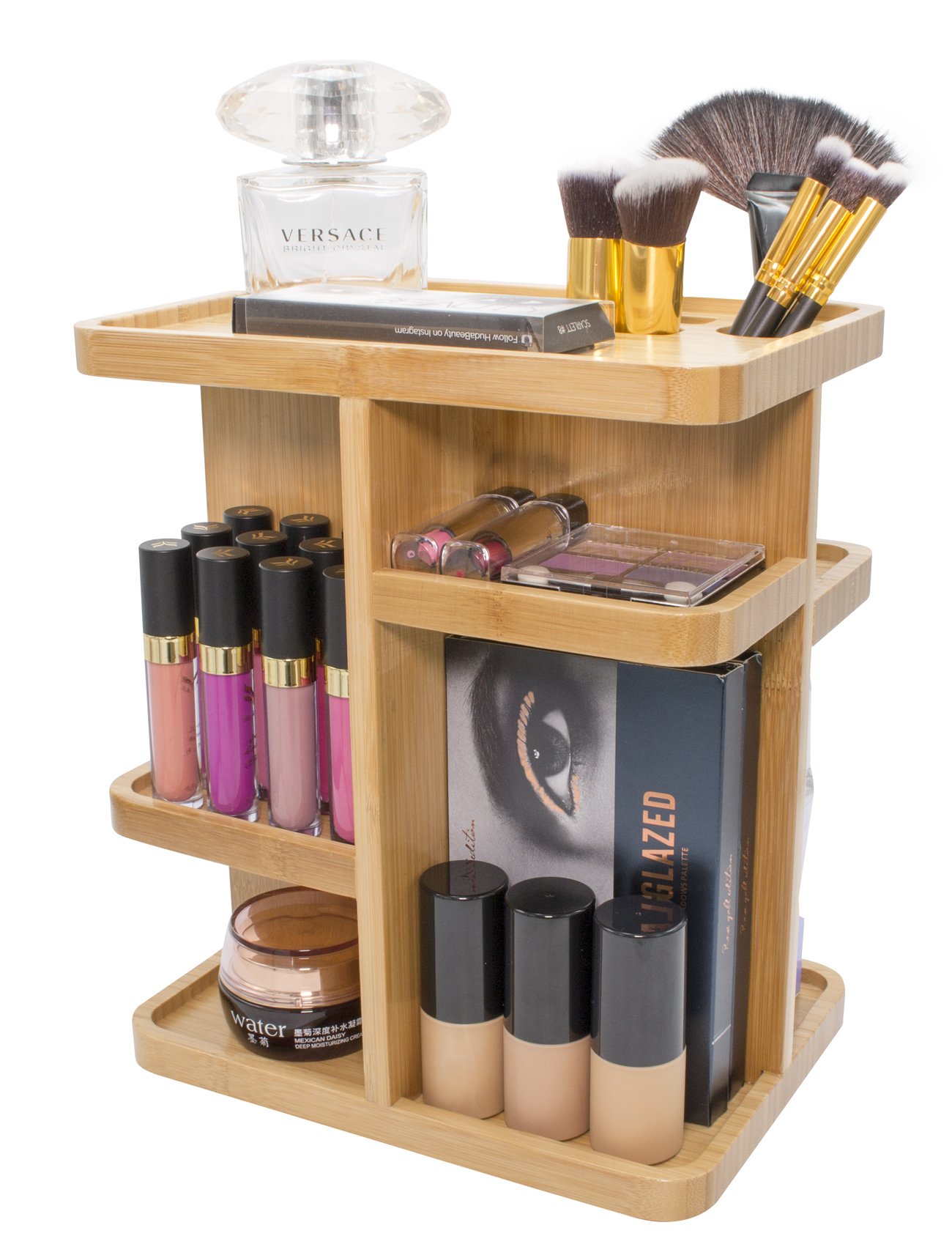Sorbus 360° Bamboo Cosmetic Organizer, Multi-Function Storage Carousel for Makeup, Toiletries, and More — Great for Vanity, Desk, Bathroom, Bedroom...