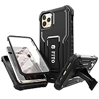 Compatible with iPhone 11 Pro Max Case, Dual Layer Shockproof Heavy Duty Case with Screen Protector for iPhone 11 Pro Max and iPhone Xs Max 6.5 inch Phone, Built-in Kickstand (Black)