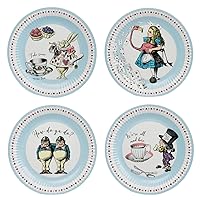 Talking Tables Alice in Wonderland Plates - Disposable Tableware for Mad Hatter's Tea Party Supplies, Birthday, Baby Shower, World Book Day, 4X Character Designs,Blue, Large