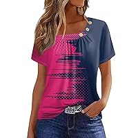 T Shirts for Women Trendy, Women's Tie Dye Button Down Shirt Short Sleeve, S XXXL