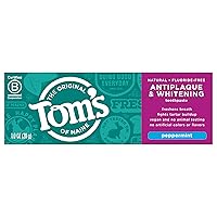 Tom's of Maine Fluoride-Free Antiplaque & Whitening Toothpaste, Travel Size, Peppermint, 1 oz. 12-Pack