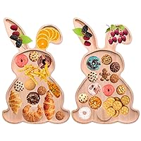 2Pack Easter Rabbit Shape Wooden Platters, Easter Bunny-Shaped Wood Trays, Charcuterie Board for Easter or Spring, 17