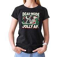 Dead Inside but Jolly AF Shirt, Shirt, Christmas Lover Shirt, Holiday Winter Shirt, Womens Skeleton Christmas Tshirt, Tank Top, V-Neck, Long Sleeve, Sweatshirt, Hoodie Multicolor