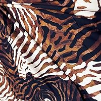 Brown Zebra Animal Print Nylon Spandex Fabric 4 Way Stretch by Yard for Swimwear Dancewear Gymwear Sportwear Dress Skirt