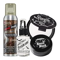 MANIC PANIC Black Raven Body & Face Paint Makeup Bundle with Dreamtone White Liquid Foundation, White Pressed Powder, and Stardust Glitter Hairspray