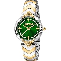 Just Cavalli Women's Quartz Analog Watch with Stainless Steel Strap JC1L238M0105, Bottle Green, Fashion