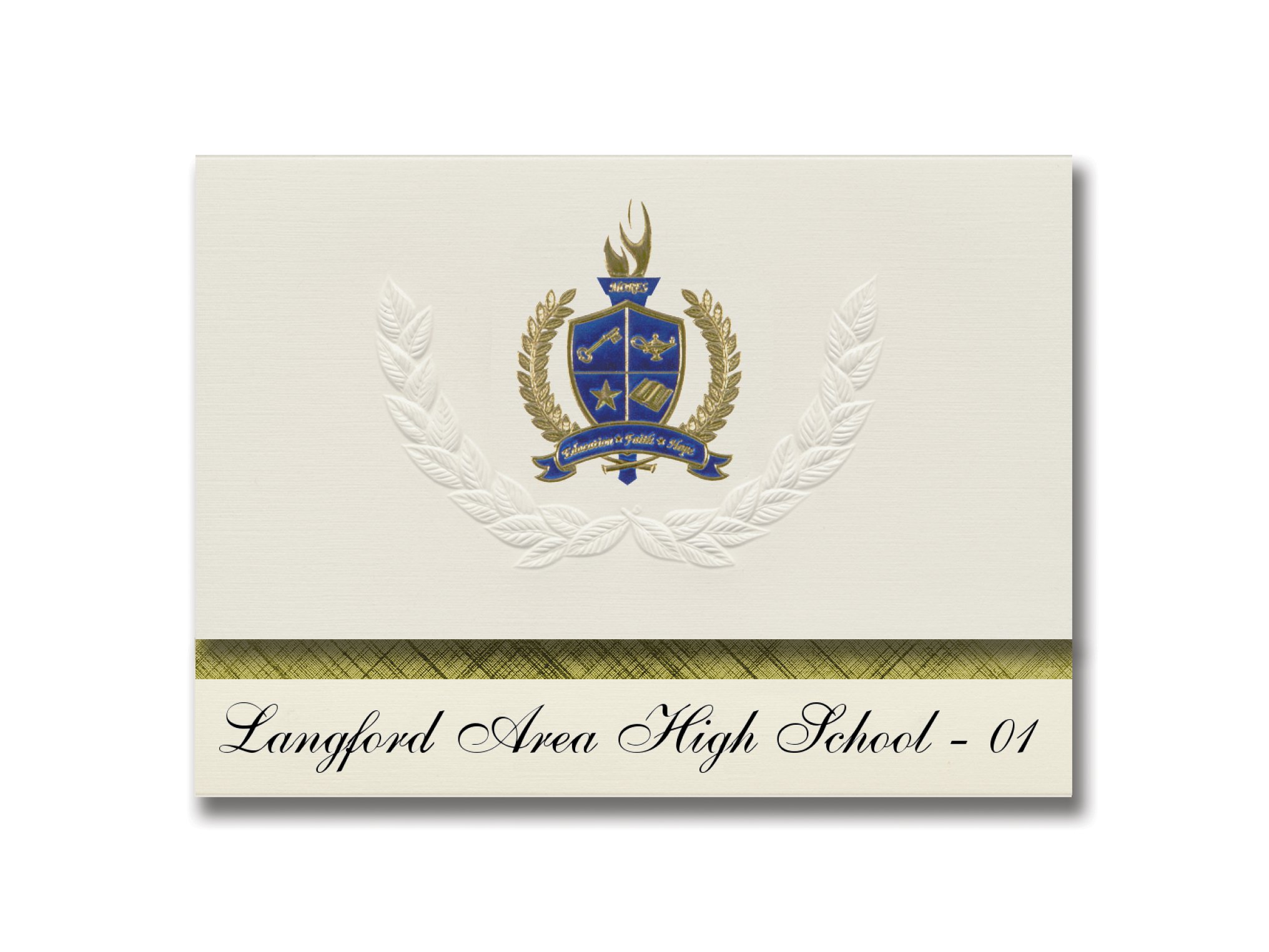 Signature Announcements Langford Area High School - 01 (Langford, SD) Graduation Announcements, Presidential style, Elite package of 25 with Gold &...