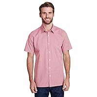 Mens Microcheck Gingham Short-Sleeve Cotton Shirt XL RED/ WHITE