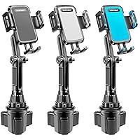 TOPGO Cup Holder Phone Holder, [No Shaking & Height-Adjustable Pole] Car Cup Holder Phone Mount, Cell Phone Cradle for iPhone, Samsung and More Smart Phone(Black & Bleu & Grey)