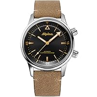 Alpina Men's SEASTRONG Stainless Steel Automatic Sport Watch with Leather Strap, 21 (Model: AL-520BY4H6), Silver-Tone and Black