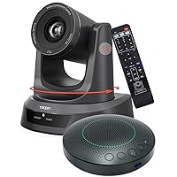 All-in-One Conference Room Video Camera System Bundle 1080P 3X Optical Zoom PTZ Camera and Bluetooth Conference Speakerphone with Microphones