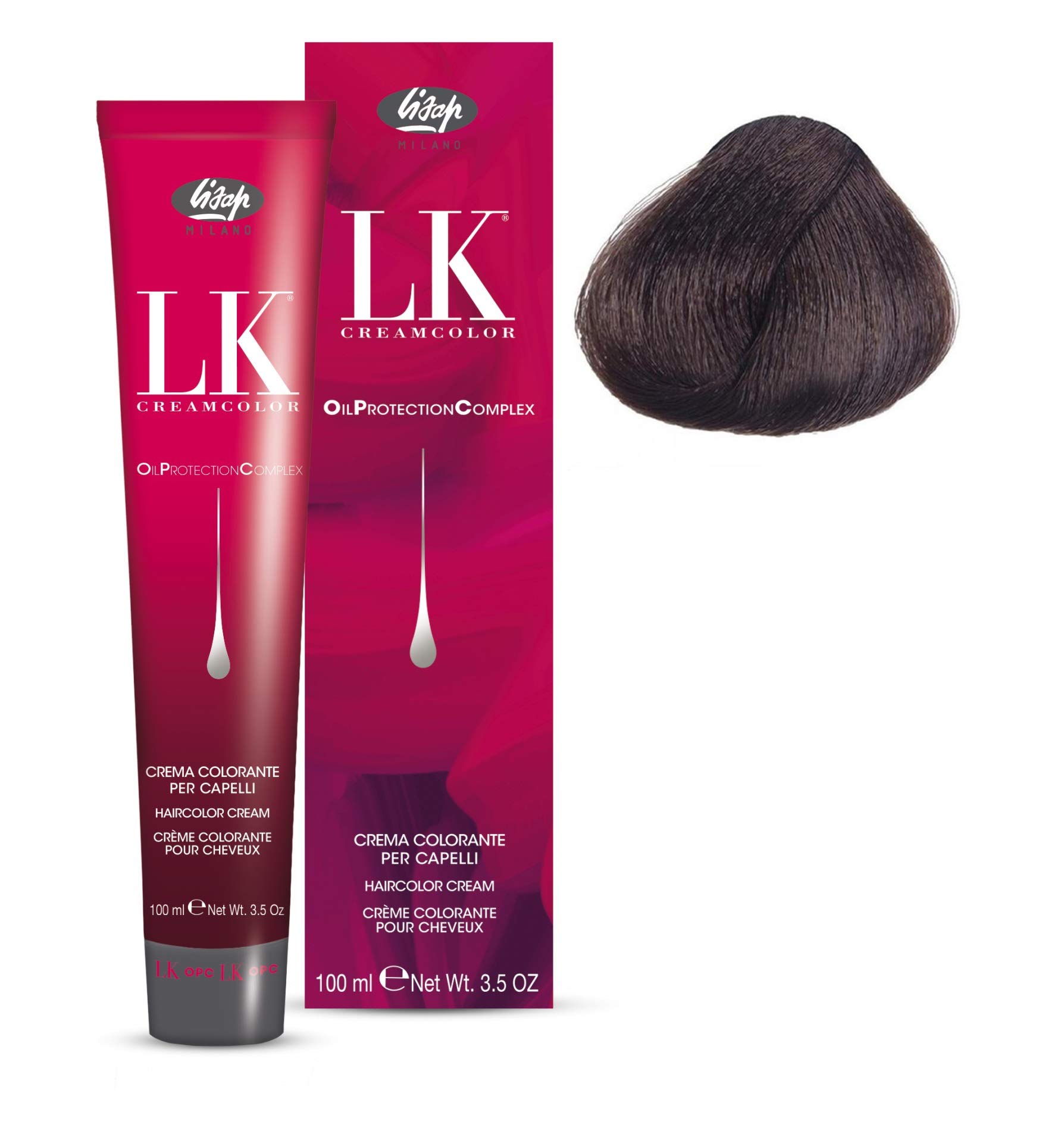 Lisap LK Oil Protection Complex Hair Color Cream, 100 ml./3.38 fl.oz. (6/0 - Dark Blonde)