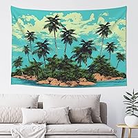 BTCOWZRV Tapestry Wall Hanging Island And Coconut Trees Wall Blanket Wall Art Decor For Bedroom Living Room Dorm Decor 60x40 In