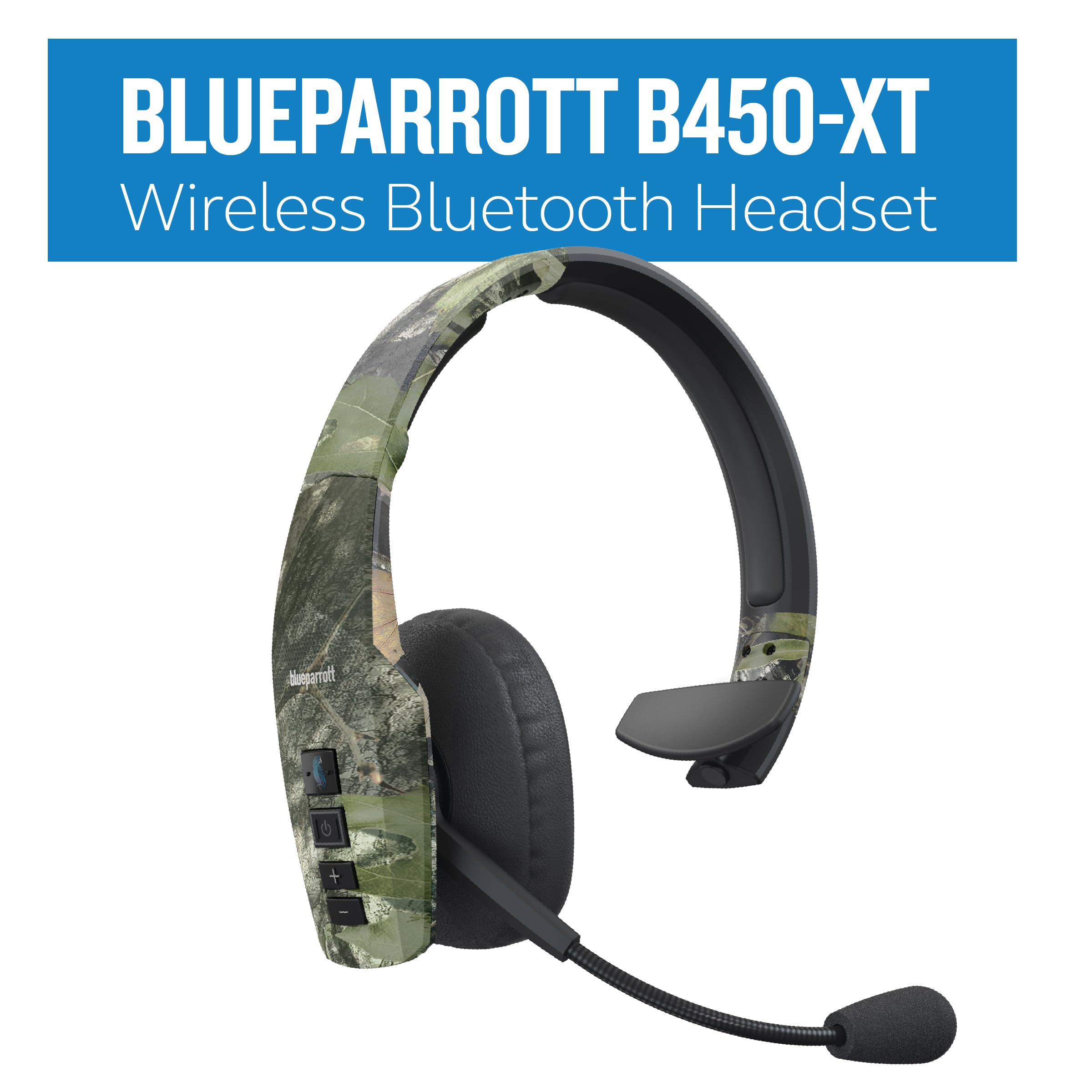 BlueParrott B450-XT Mossy Oak Obsession Edition - Noise Cancelling Bluetooth Wireless Headset – Updated Design with Industry Leading Sound & Improved Comfort, Up to 24 Hours of Talk Time, IP54-Rated