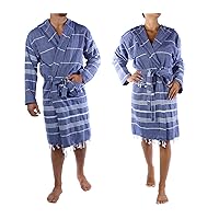 Cacala mens Turkish Hooded Bathrobe With Pocket for Men Women Lightweight Soft Ultra Absorbent Beach, Pool