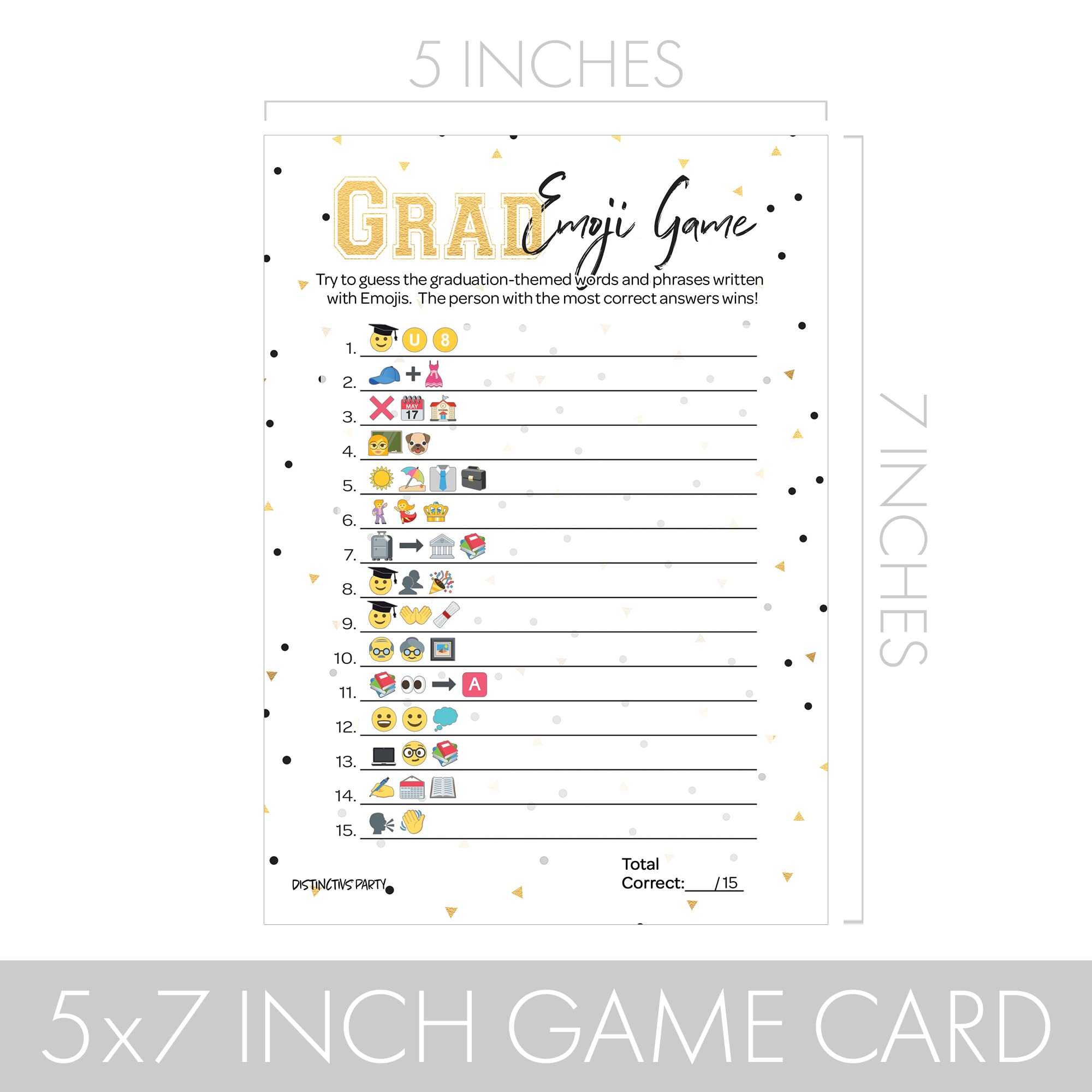DISTINCTIVS Graduation Party Emoji Game - 25 Players