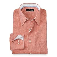 Paul Fredrick Men's Classic Fit Non-Iron Linen Solid Dress Shirt
