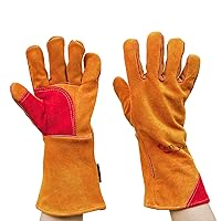 Prime Welding Gloves with Kevlar Thread Protection | Reinforced Thumb and Palm, Heat Resistant for oven, MIG welding, TIG welder, Grill, Fireplace, BBQ, 14 inch, 1 Pair (2 gloves)