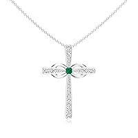 Natural Gemstone Infinity Cross Pendant Necklace with Diamonds for Women in Sterling Silver / 14K Solid Gold/Platinum