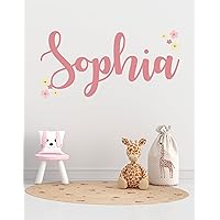 Girls Custom Name Flowers Wall Decal - Personalized Name Flower Art Decal - Flowers Girls Decor - Wall Decal for Nursery Bedroom Decoration (Wide 16inchx7inch Height)