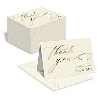 50 Pack Wedding Engagement Thank You Cards in Metallic Gold with Envelopes, 4 x 6 Inch, Wedding Shower Thank You From The Future Mr and Mrs, Blank Cards, by Better Office Products, 50 Count Boxed Set