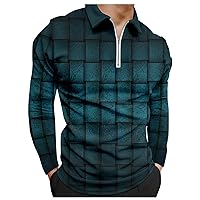 Mens 1/4 Zip Lapel Slim Fit T Shirt Casual Long Sleeve Sweatshirt Basic T-Shirts Golf Shirt Outdoor Sports Pullover