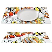 Cartoon 12.1 x 17.7 Inch Fall Table Mates 8 Pack Multicolour Fish Placemats Set of 8 for Dining Table Wedding Birthday Party Holiday Home Valentines Day Decoration
