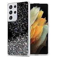 Case Compatible with Samsung Galaxy S21 Ultra in Black with Glitter - Protective TPU Silicone Cover with Sparkling Glitter - Ultra Slim Back Cover Case