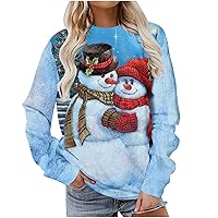 Christmas Gnome Sweatshirt for Women Santa Claus Snowman Graphic Sweatshirts Cute Holiday Pullover Tops