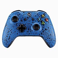 eXtremeRate Textured Blue Faceplate Cover, 3D Splashing Front Housing Shell Case, Comfortable Non-Slip Replacement Kit for Xbox One Wireless Controller Model 1708 - Controller NOT Included