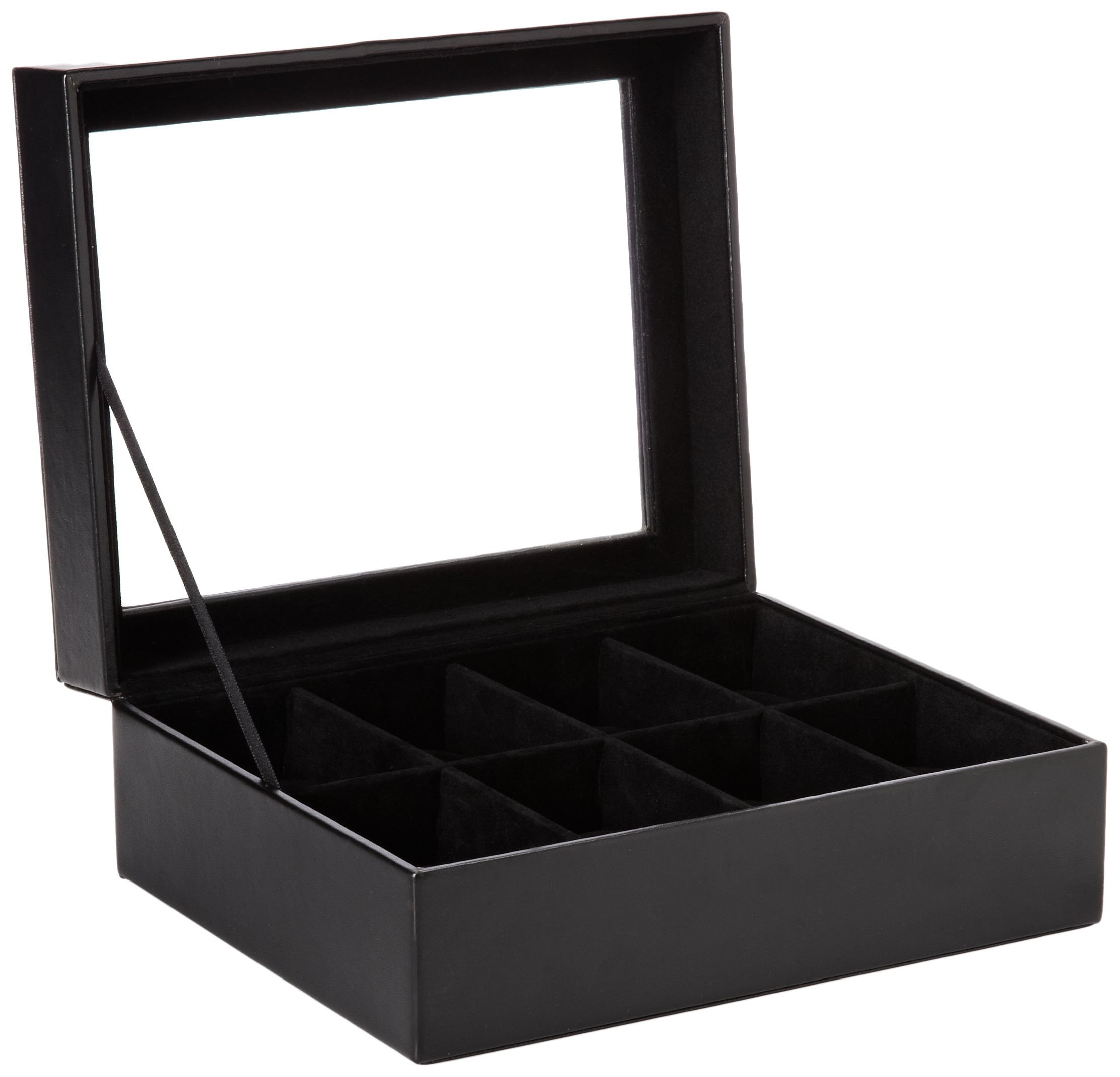 WOLF 99513 Heritage 8 Piece Watch Box with Glass Cover, Black