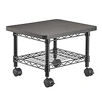 Safco Onyx Under-Desk Utility Cart & Multi-Use Printer Stand, Printer Table for Home Office, Mobile Rolling Cart with Steel Shelf, Black