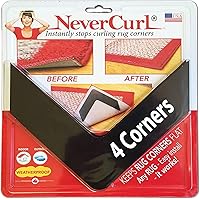 NeverCurl Best V Shape Design Rug Corner Gripper to Instantly Stops Corner Curling - Safe for Wood Floors - For Indoor & Outdoor Rugs - Carpet / Rug Tape - Not An Anti-Slip Pad - Rug Grip