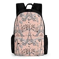 Paris Tower Bicycle Laptop Backpacks 16 Inch Travel Shoulder Bag Multipurpose Casual Hiking Daypack