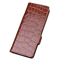 Leather Case for Samsung Galaxy Z Fold 5, Crocodile Pattern Flip Cover Magnetic Closure Full Coverage Anti-Fall Business Fashion Phone Case,Brown,Z Fold 5 7.6''