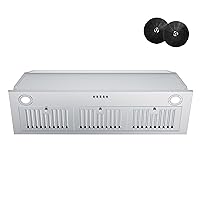 FIREGAS Range Hood Insert 36 inch, Built-in Kitchen Hood with 600 CFM, Ducted/Ductless Convertible Vent Hood, Stainless Steel Stove Hood Vent with Push Button, Baffle Filters and Charcoal Filters