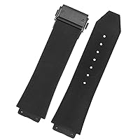 Watch Band for HUBLOT Big Bang Silicone 25 * 19mm Waterproof Men Watch Strap Chain Watch Accessories Rubber Watch Bracelet (Color : Striped blackblack, Size : 25-19mm)