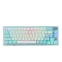 BOYI TD66 RGB Tri-Mode Hot Swappable 65% Mechanical Gaming Keyboard with Knob,66 Key 2.4Ghz/Bluetooth 5.0/Wired Gateron Yellow Switch Programmable Keyboard(Snow Mountain XDA Keycaps)
