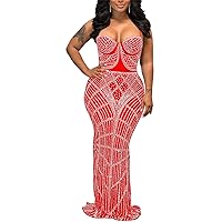 Womens Sexy Long Sleeve Mesh Paneled Stripe Rhinestone Bodycon Split Party Clubwear Prom Gown Dress
