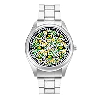 Palm Trees in Jamaica Colors Classic Watches for Men Fashion Graphic Watch Easy to Read Gifts for Work Workout
