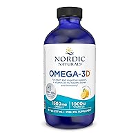 Nordic Naturals Omega-3D, Lemon Flavor - 8 oz - 1560 mg Omega-3 + 1000 IU Vitamin D3 - Fish Oil - EPA & DHA - Immune Support, Brain & Heart Health, Healthy Bones - Non-GMO - 48 Servings