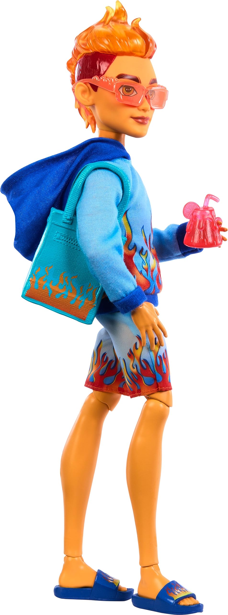 Monster High Scare-adise Island Heath Burns Doll with Flame Hoodie, Swim Trunks and Beach Accessories Like Sunglasses