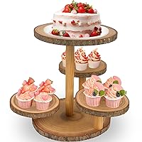 ChezMax Cupcake Stand, 4 Tier Rustic Wood Dessert Tree Tower, Round Cake Display Holder, Pastry Serving Platter Tray for Birthday Cady Bar Tea Party Wedding Events Baby Shower Graduation Holiday Decor