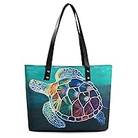 Sea Turtle Painting Printed Purses and Handbags for Women Vintage Tote Bag Top Handle Ladies Shoulder Bags for Shopping Travel