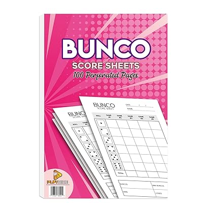 PlayDice Bunco Score Sheets: 100 Single Side Large Print Score Sheets with Perforation, Perfect Addition to Your Bunco Game Kit and Bunco Party Supplies