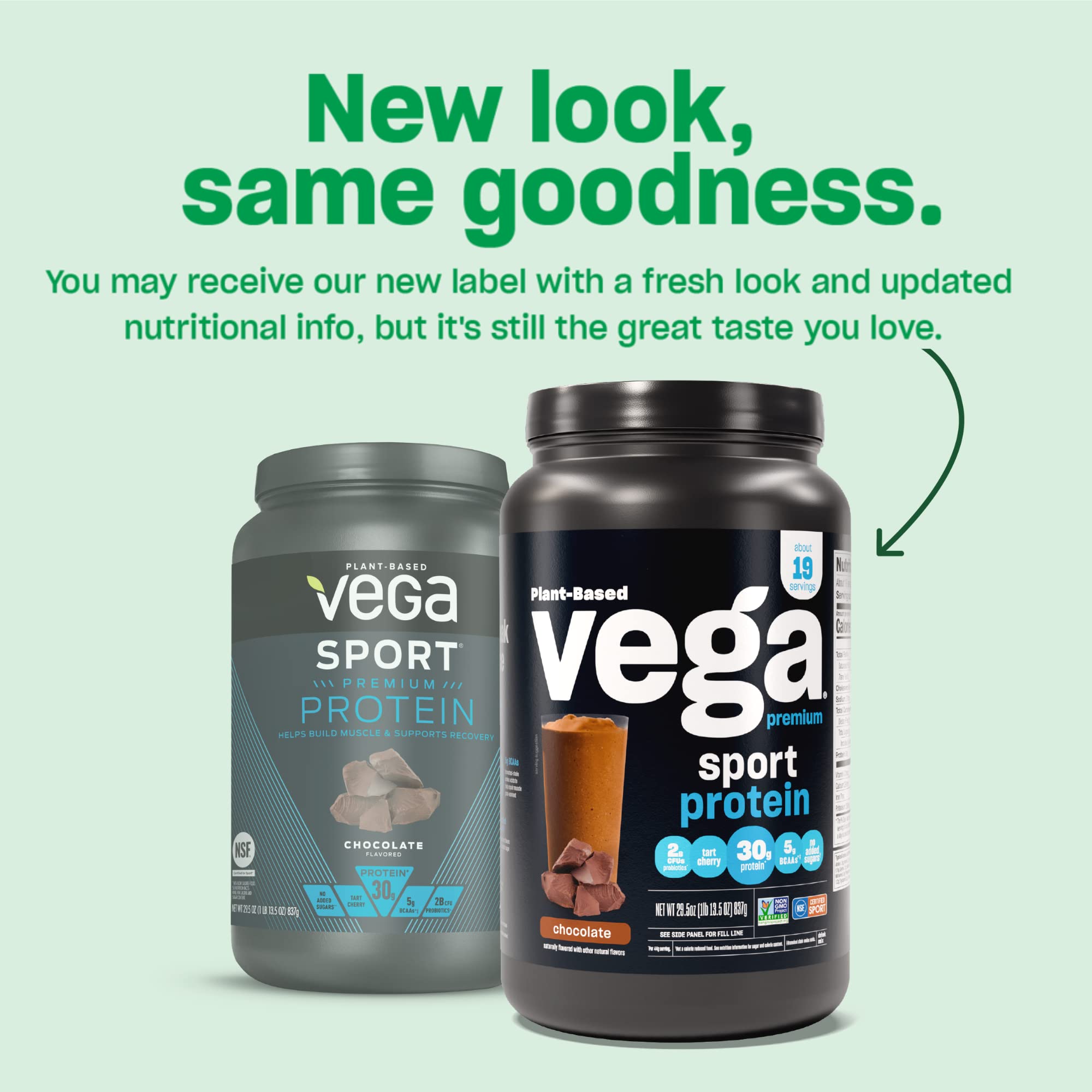 Vega Sport Premium Vegan Protein Powder, Mocha - 30g Plant Based Protein, 5g BCAAs, Low Carb, Keto, Dairy Free, Gluten Free, Non GMO, Pea Protein for Women & Men, 1.8 lbs (Packaging May Vary)